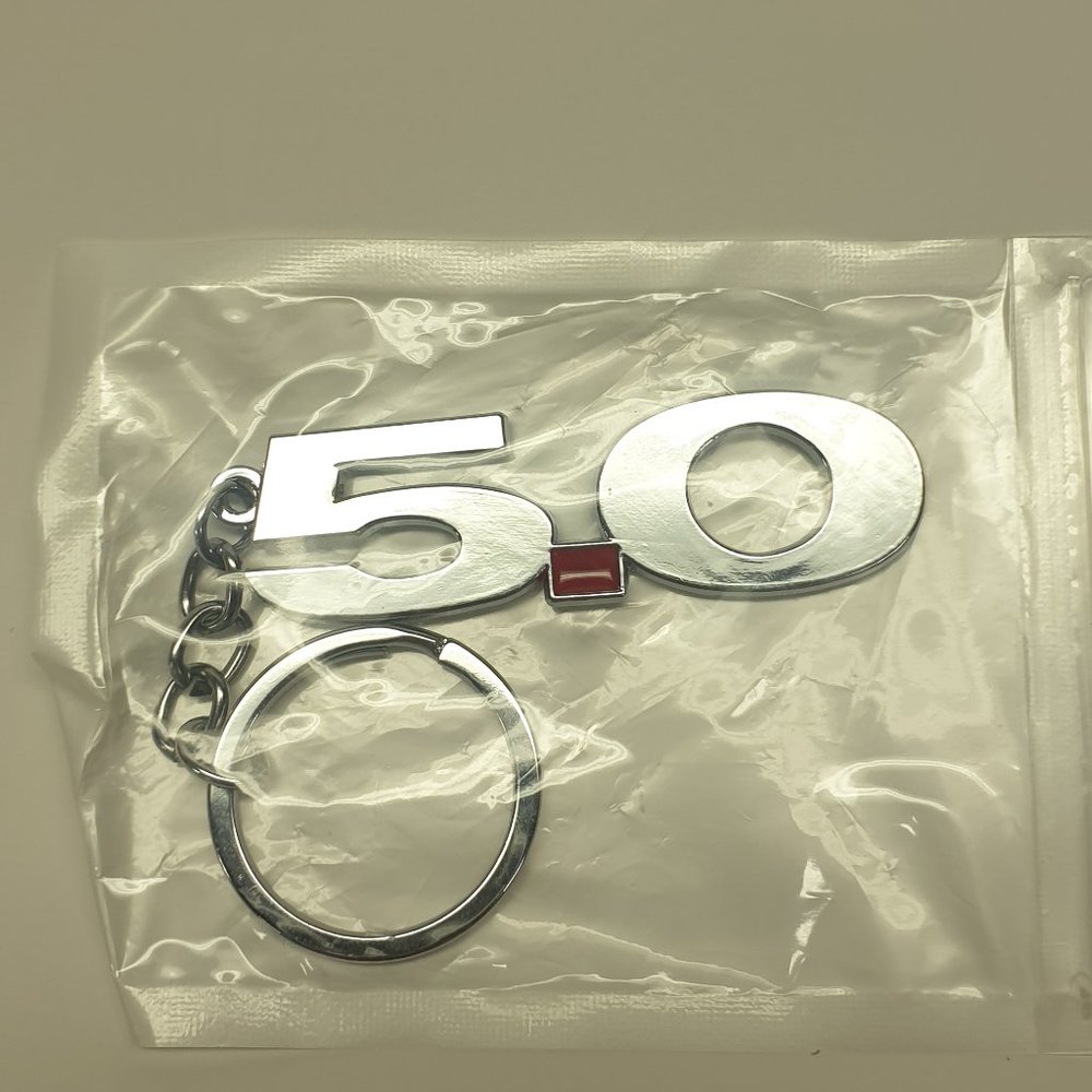Chrome Ford Mustang 5.0 GT Coyote Foxbody Keychain Five Liter Engine